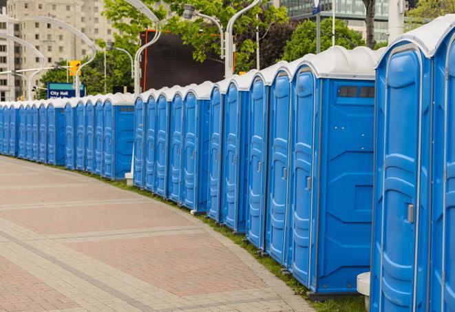 Seasonal porta potty units set up at a Fargo, North Dakota venue