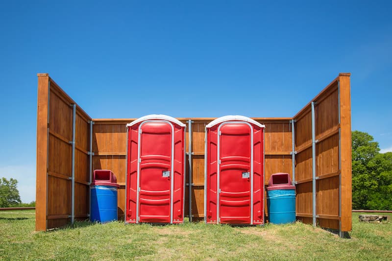 Short-term porta potty units staged for delivery in Fargo, North Dakota